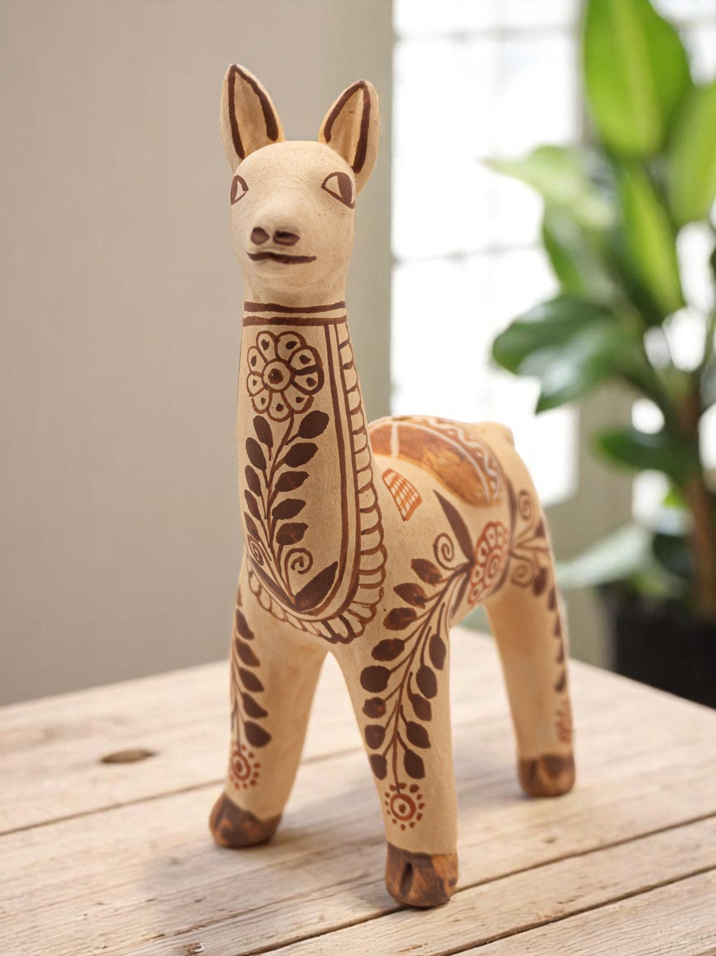 HANDCRAFTED PERUVIAN BEIGE LLAMA HOUSE DECOR