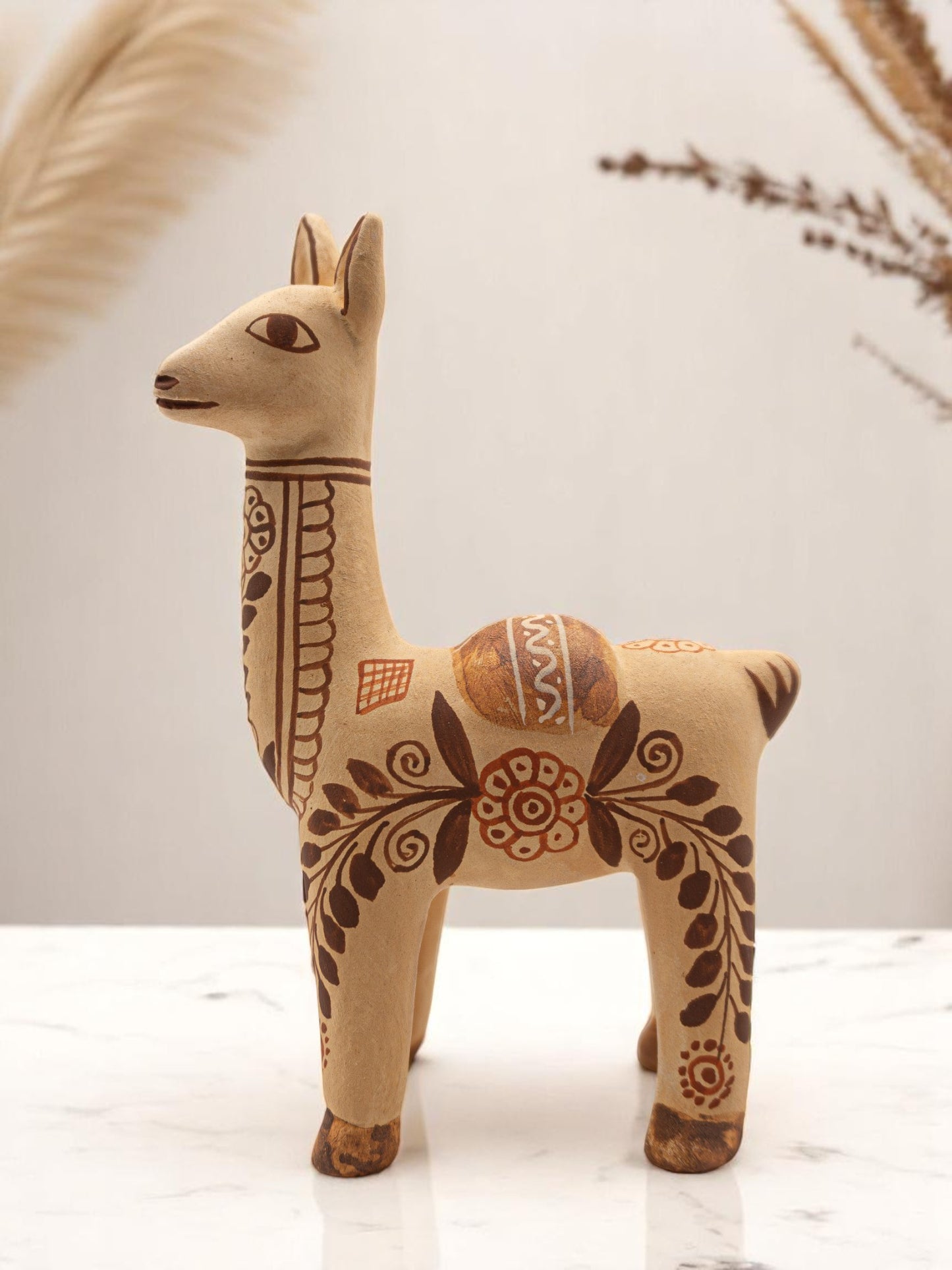 HANDCRAFTED PERUVIAN BEIGE LLAMA HOUSE DECOR